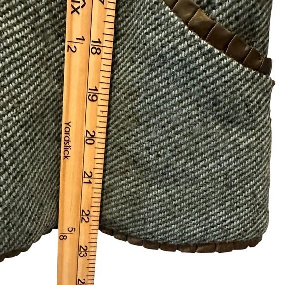 Wendy Hil Green Herringbone Tweed Blazer w/ Satin Trim Size M FrenchGirl Preppy - Picture 8 of 11